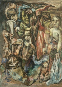 Ben Wilson, <em>Victory, </em>1945, oil on canvas, 48 x 36 inches. Montclair State University Permanent Collection
