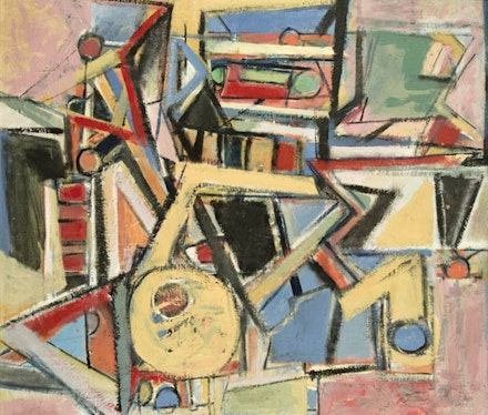 <p>Ben Wilson, <em>Bypass, </em>1991-92, oil on canvas, 42 x 48 inches. Montclair State University Permanent Collection</p>
