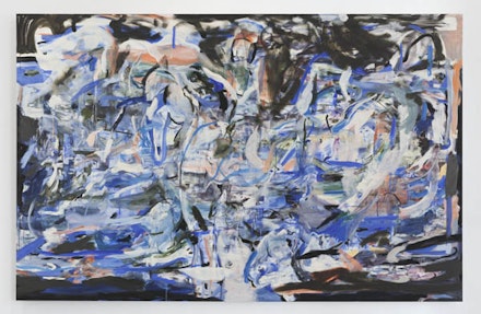 Cecily Brown, <em>Sirens and Shipwrecks and Bathers and the Band</em>, (2016), oil on linen. 97 x 151 x 1 1/2 in. (246.4 x 383.5 x 3.8 cm) signed and dated verso: 