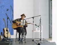 Tomokawa Kazuki playing at Greene Naftali Gallery. Photo by Sol Hashemi.