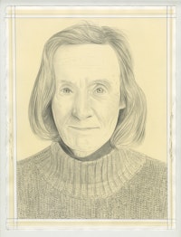 Portrait of Tina Barney, pencil on paper by Phong Bui. Based on a photo by Zack Garlitos.