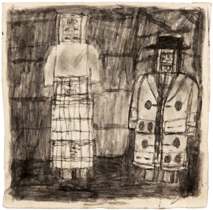 James Charles Castle, <em>Untitled (Peggy and James)</em>, n.d., 8 1/4 x 8 1/8 inches.
© James Castle Collection and Archive LP.