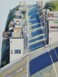 Wayne Thiebaud, <i>Ripley Ridge</i>, 1977. Oil on linen, 48 x 36 inches. Private Collection. © Wayne Thiebaud/Licensed by VAGA, New York, NY
