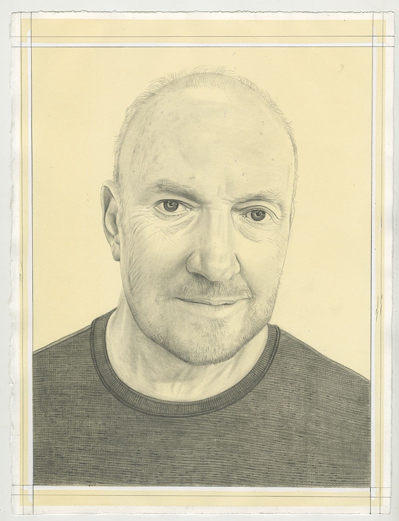 Portrait of Sean Scully, pencil on paper, by Phong Bui
