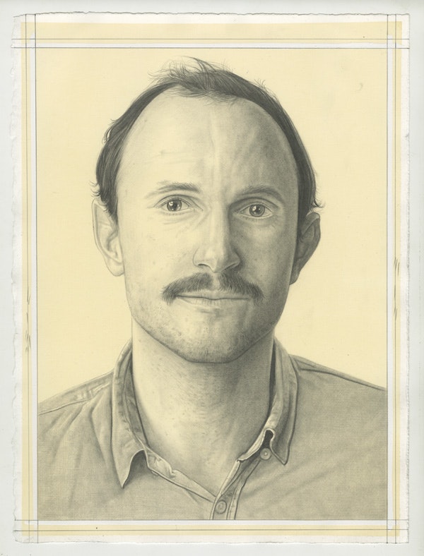 Portrait of Lucas Blalock, pencil on paper by Phong Bui. From a photograph by Zack Garlitos.