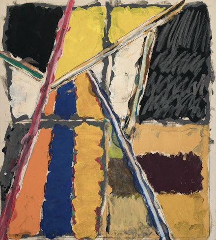 Michael Goldberg,<strong> </strong><em>Knossos</em>, 2007, oil and oil stick on canvas, 83 x 74 1/2 inches.©Michael Goldberg Estate; Courtesy of Michael Rosenfeld Gallery LLC, New York, NY
