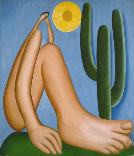 Tarsila do Amaral, <em>Abaporu</em>, 1928. Oil on canvas. 33 7/16 x 28 3/4 in. (85 x 73 cm). Collection MALBA, Museo de Arte Latinoamericano de Buenos Aires. © Tarsila do Amaral Licenciamentos.
