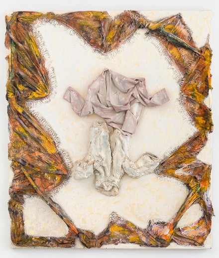 Thornton Dial, <em>Two Coats</em>, 2003. Bedding, coats, found metal, oil, enamel, and spray paint on canvas, 81 x 71 x 9 inches. Courtesy David Lewis, New York. © Estate of Thornton Dial. Collection of the Souls Grown Deep Foundation.