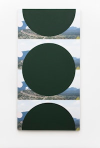 James Hyde, <em>Observatories</em>, 2018, acrylic dispersion on archival inkjet print sealed with urethane and uv varnish on stretched linen, 86 x 44 inches.
