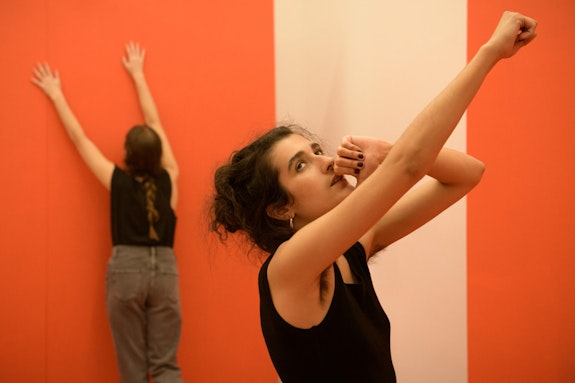 <em>Private Collection</em>, 2018. Performance. Left to right: Lauren Bakst & Chanterelle Ribes. Photo: Ian Douglas.