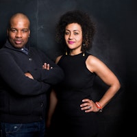 Playwright Marcus Gardley (left) and director Lileana Blain-Cruz of <em>The House That Will Not Stand</em> at New York Theater Workshop. Photo: Jenny Anderson.