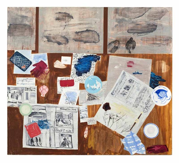 Dona Nelson, <em>Table Top</em>, 1987. Oil on linen, 75 1/4 x 84 x 2 inches. Tang Teaching Museum. Photo: Jeremy Lawson.