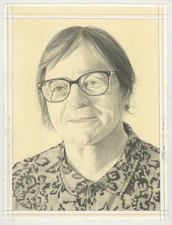 Portrait of Dona Nelson, pencil on paper by Phong Bui.