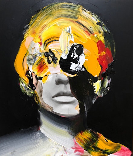 <p>Naritaka Satoh, <em>Yellow Person</em>, 2018, Pencil, Acrylic, paper, wood panel, 21 x 18 inches. Courtesy WhiteBox.</p>