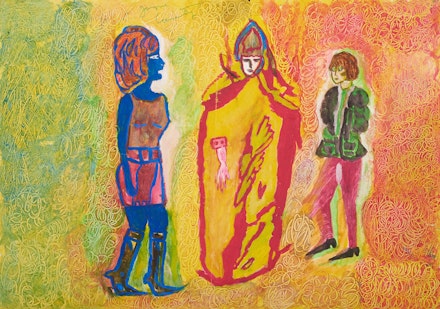 <p>Jayne County, <em>Carlos and Jimmy</em>, 1982, acrylic and watercolor on paper, 11.5 x 16.5 inches. Courtesy the artist.</p>