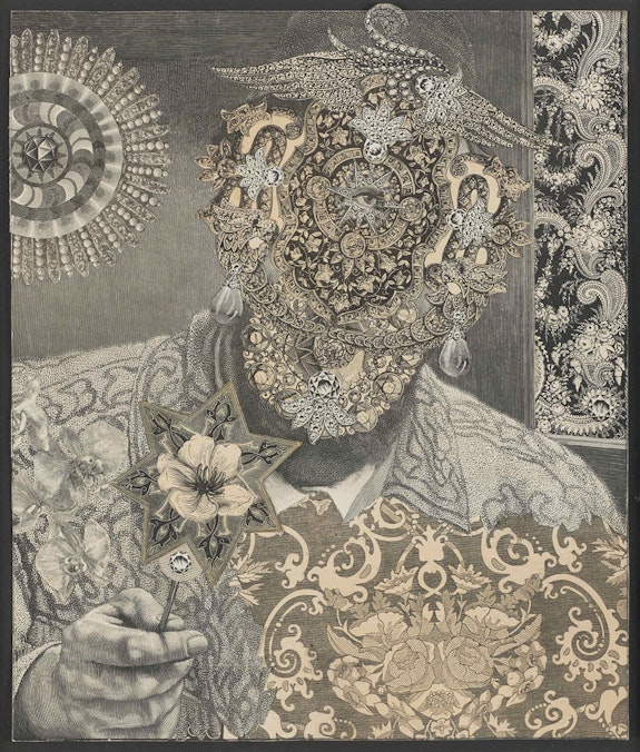 Bruce Conner,<em> Psychedelicatessen Owner</em>, 1990. Collage on found illustrations, 8 x 5 7/8 inches. © 2018 Bruce Conner / Artists Rights Society (ARS), New York. Photo: Tom Powel Imaging.