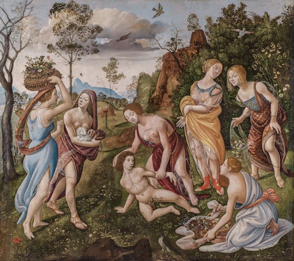 Piero di Cosimo, <em>The Finding of Vulcan on the Island of Lemnos</em>, c. 1490. Wadsworth Atheneum Museum of Art, Hartford, CT. Courtesy Nicholas Hall and David Zwirner.
