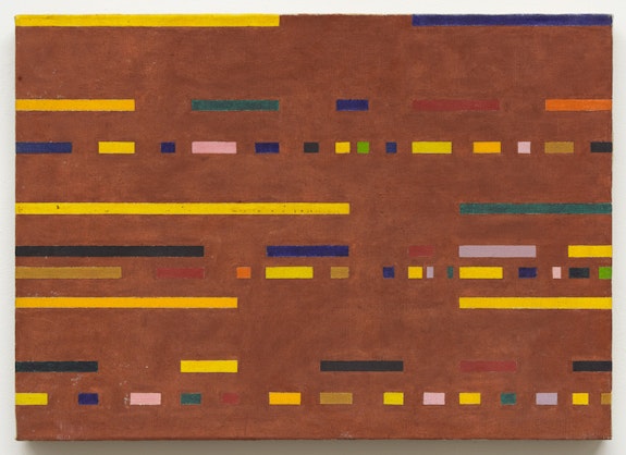 Paul Mogensen, <em>no title (Earth red)</em>, 1969, oil on canvas, 20 x 28 inches. courtesy the artist and Karma, New York