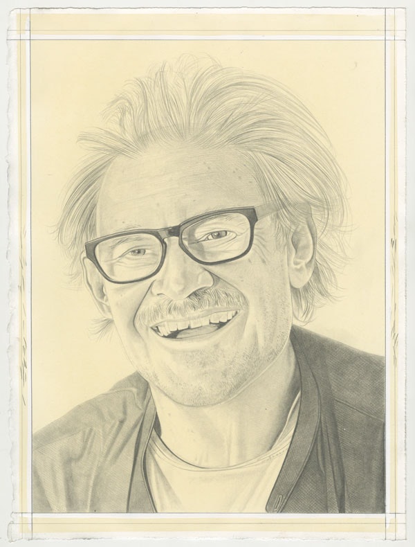 Portrait of Keith Sonnier, pencil on paper by Phong Bui.