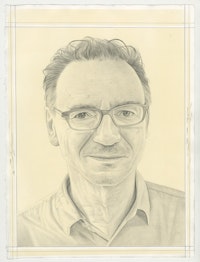 Portrait of Peter Halley, pencil on paper by Phong Bui.