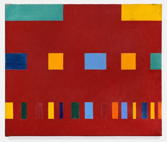 Paul Mogensen,<em> no title (Earth red)</em>, 1969, oil on canvas, 20 × 28 inches. Courtesy the artist and Karma, NYew York.