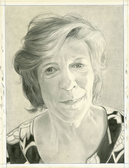 Portrait of Agnes Gund. Pencil on paper by Phong Bui.