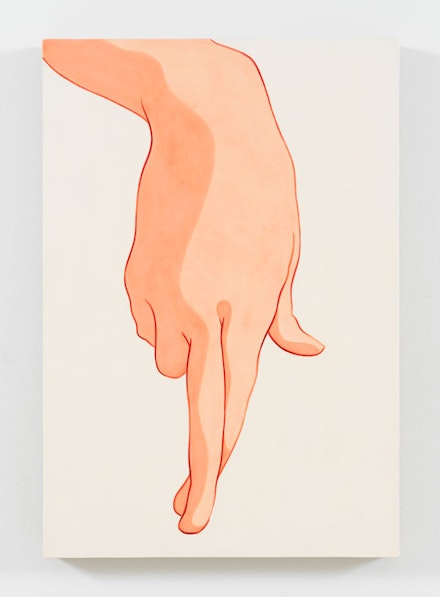 Ivy Haldeman, <em>Hand, Index Linger Back</em>, 2018. Acrylic on canvas, 24 x 16 1/2 inches. Courtesy Downs & Ross.