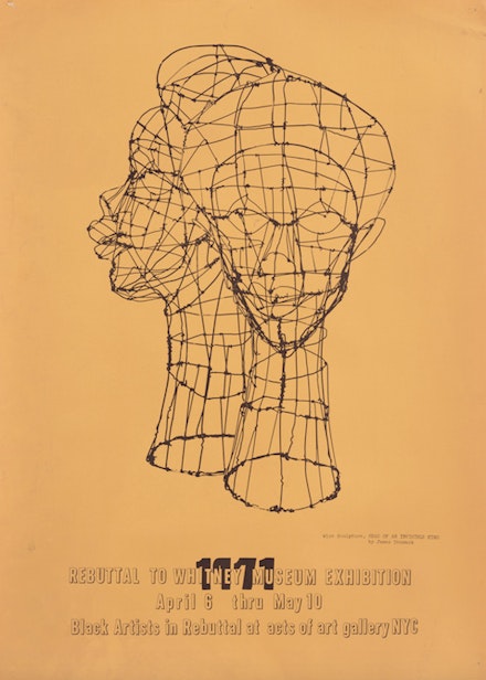 Poster for <em>Rebuttal to the Whitney Museum Exhibition: Black Artists in Rebuttal</em> at Acts of Art Gallery, 1971. RYAN LEE Gallery, New York and Adobe Krow Archives, Los Angeles.