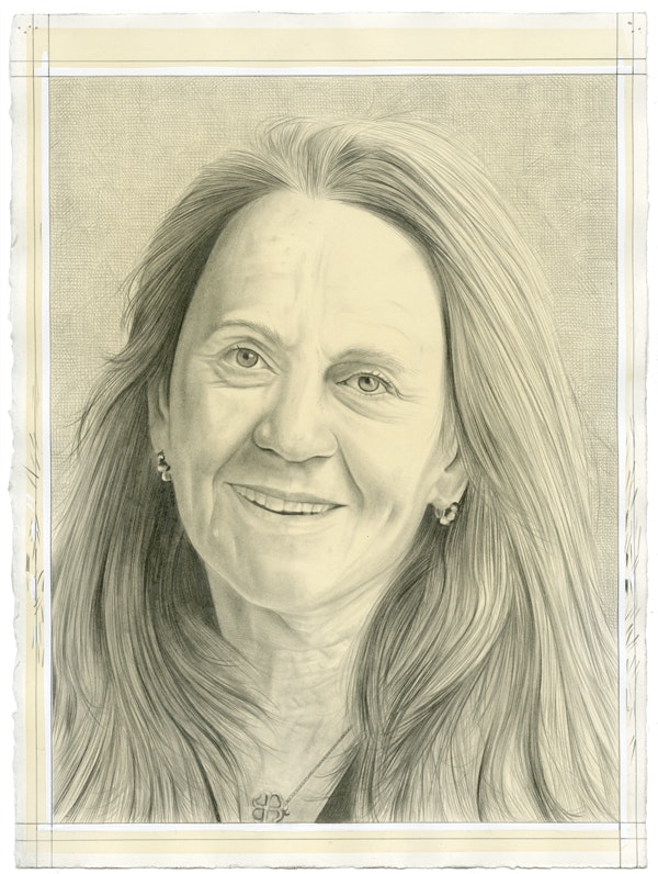 Portrait of Ann McCoy, pencil on paper by Phong Bui.