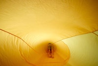 Tamar Ettun, <em>Yellow Inflatable</em>, 2016. Parachute fabric, thread, velcro, inflator, dimensions variable. Courtesy the artist. Photo: Josh Hawkins/UNLV Creative Services.