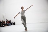 Lucinda Childs. <em>Particular Reel</em>. 1973. Performed in Lucinda Childs: Early Works, 1963–78, as part of <em>Judson Dance Theater: The Work Is Never Done</em>, The Museum of Modern Art, New York, September 16, 2018–February 3, 2019. Performer: Lucinda Childs. Digital image © 2018 The Museum of Modern Art, New York. Photo: Paula Court.