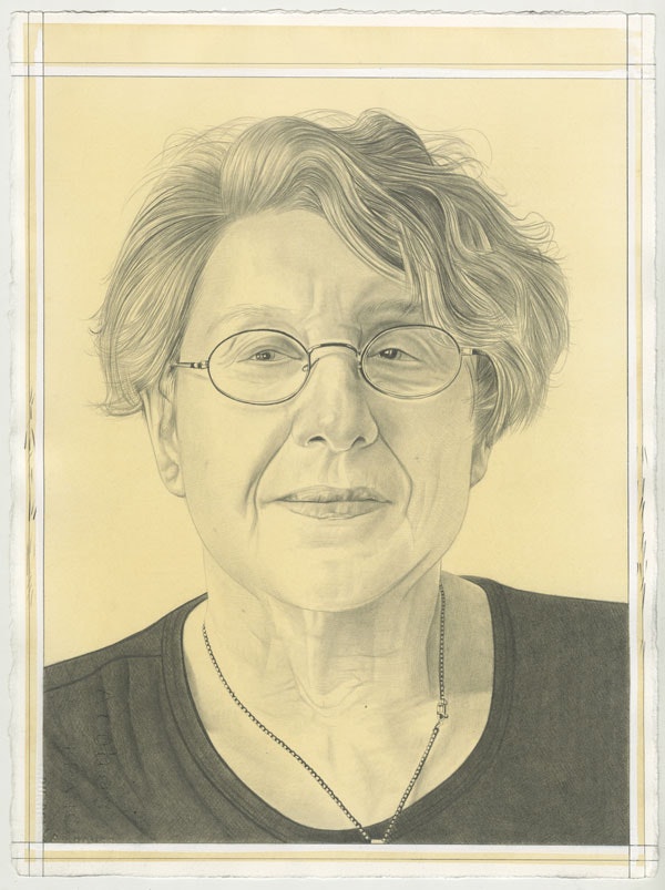 Portrait of Martha Rosler, pencil on paper by Phong Bui.
