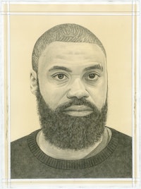 Portrait of Kevin Beasley, pencil on paper by Phong Bui.
