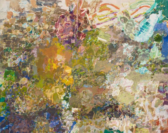 Max Kozloff, <em>Creatures From the Orange Lagoon</em>, 2002. Oil on linen, 38 x 48 inches. Courtesy the artist and DC Moore Gallery, New York.