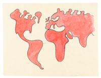 David Weiss, Untitled<i> (from Weltkarten/World Maps 1-14)</i>, 1980. Watercolor and ink on paper, 8 1/4 x 10 3/4 inches. © The Estate of David Weiss. Courtesy Matthew Marks Gallery.