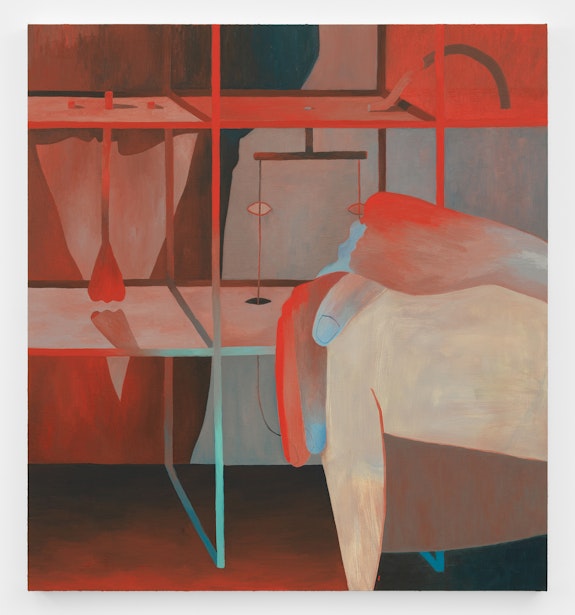 Zoe Avery Nelson, <em>The Measure of a Boy</em>, 2019. Oil on canvas, 48 x 42 inches. Courtesy Rubber Factory, New York.