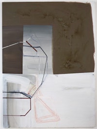 Gordon Moore, “Scroll,” (2007). Latex, ink, pumice on canvas. 90 x 66 in.