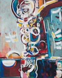 David Driskell, <em>Yoruba Forms #5</em>, 1969. Oil on canvas, 41 1/4 x 34 inches. Courtesy DC Moore, New York.