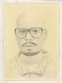 Portrait of Marcus Jahmal, pencil on paper by Phong Bui.