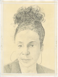 Portrait of Lorna Simpson, pencil on paper by Phong Bui.