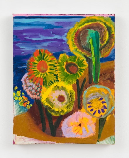Shara Hughes, <em>Sun Day</em>, 2019. Oil on canvas, 14 x 11 inches. Courtesy the artist and Rachel Uffner, New York.