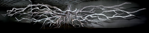 Aurora Robson, Plant Perception, 2014. Plastic debris suspended sculpture, 65 feet tip to tip. Photo: Adam Kurtz.