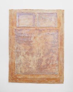 Heidi Bucher, <em>Bett (Bed)</em>, 1975, latex, textile, and mother of pearl pigment 86.61 x 62.99 inches. Photo: Matthew Herrmann. © The Estate of Heidi Bucher. Courtesy the artist and Lehmann Maupin, New York, Hong Kong, and Seoul.