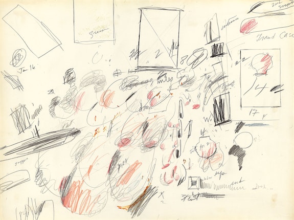Cy Twombly,<em> Untitled</em>, 1969. 23 x 30 3/4 inches. © Cy Twombly. Courtesy Helly Nahmad.