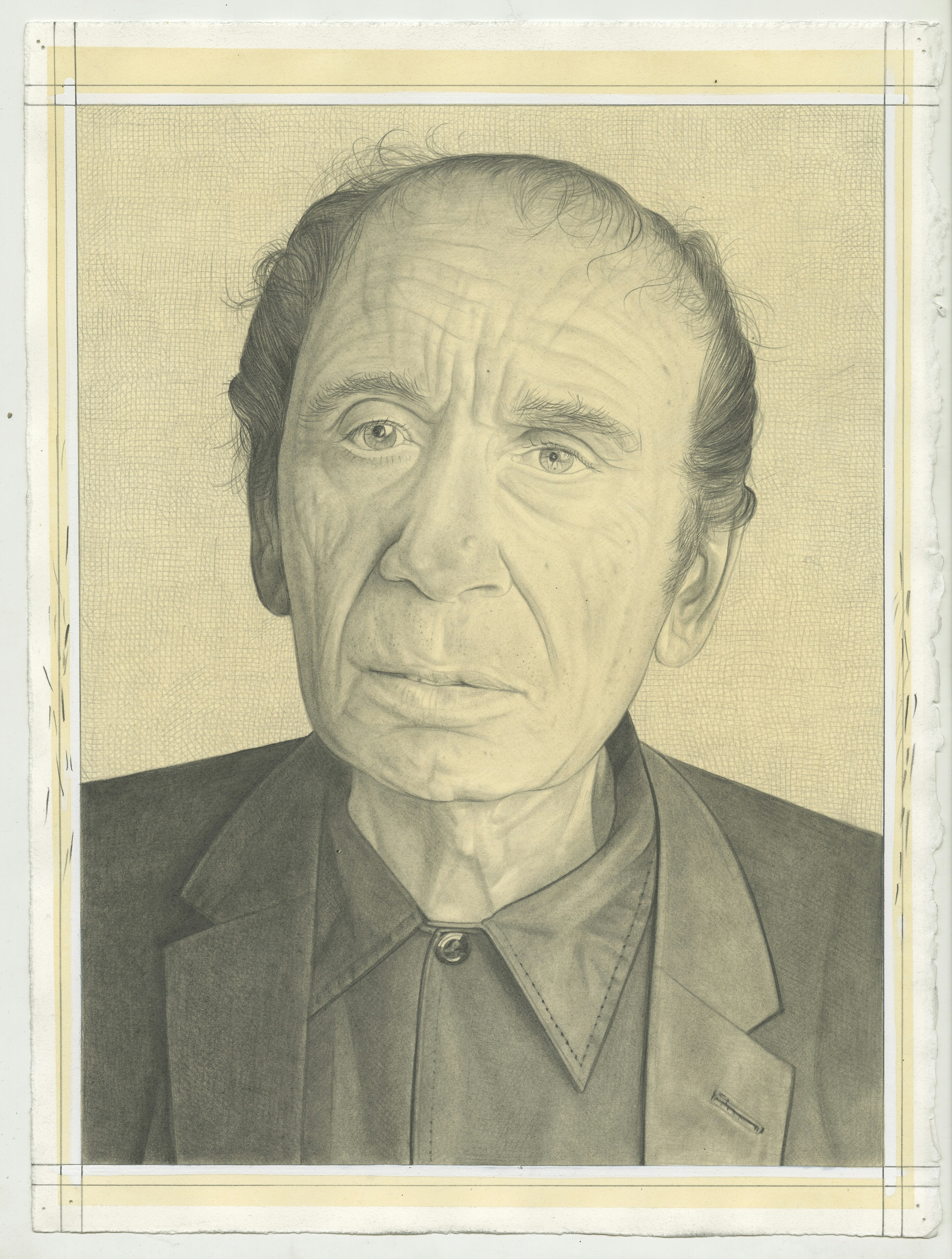 Portrait of Vito Acconci, pencil on paper by Phong Bui.