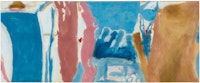 Helen Frankenthaler, <em>Open Wall,</em> 1953. Oil on unsized, unprimed canvas, 53 3/4 x 131 inches. © 2019 Helen Frankenthaler Foundation, Inc. / Artists Rights Society (ARS), New York. Photo: Rob McKeever. Courtesy Gagosian.