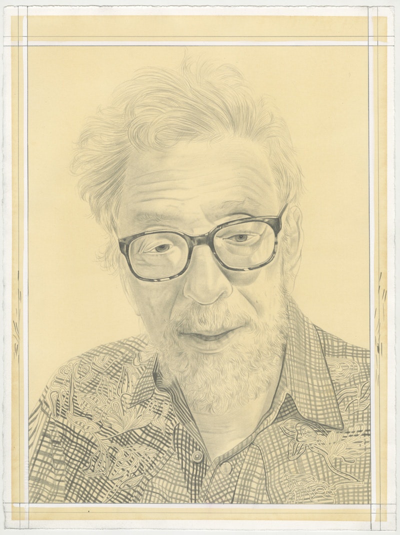 Portrait of Gerd Stern. Pencil on paper by Phong Bui. 