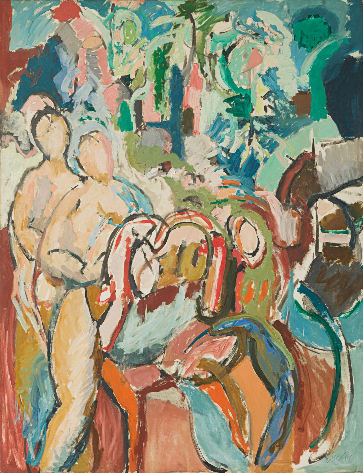 Nell Blaine, <i>Merry-Go Round,</i> 1955, oil on canvas, 70 x 54 inches, 177.8 x 137.2 cm. Courtesy Reynolds Gallery and Kasmin Gallery.