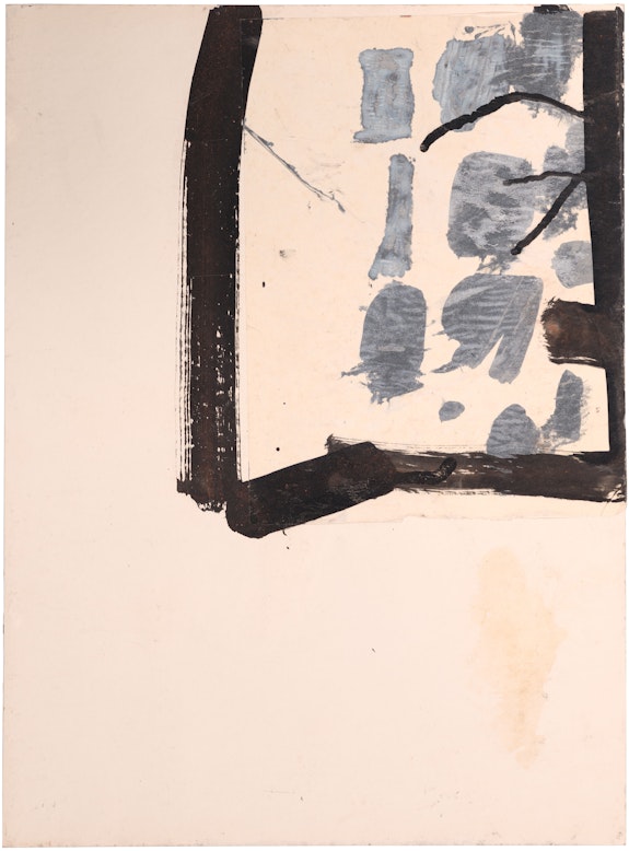 Jay DeFeo, <em>Untitled (Paris)</em>, 1951. Ink and chalk on kraft paper, 26 x 20 1/2 inches. Courtesy Marc Selwyn Fine Arts. 