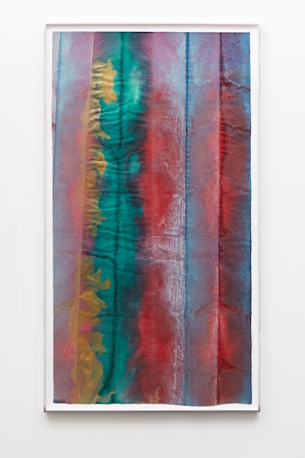 Sam Gilliam, <em>Untitled</em>, 2019. Watercolor and acrylic on washi paper, 75 ¾ x 41 ½ inches. Courtesy of the artist and David Kordansky Gallery, Los Angeles.